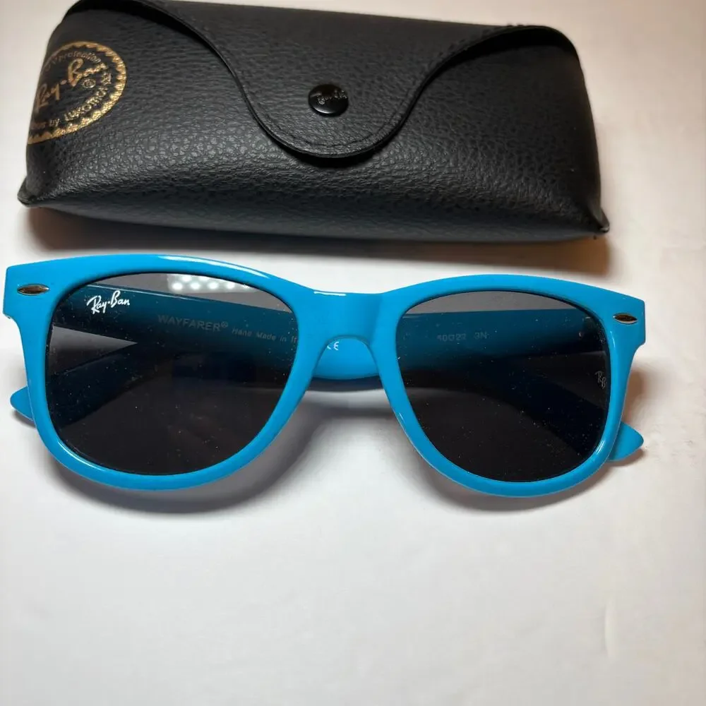 Blue Ray Ban Rayban Wayfarer Sunglasses & Case Handmade Italy RB2140
